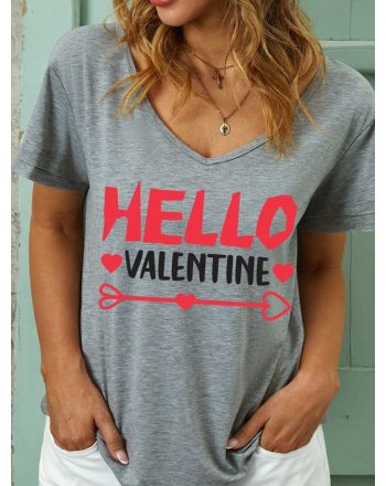 Hello Valentine Women's V Neck T-Shirt