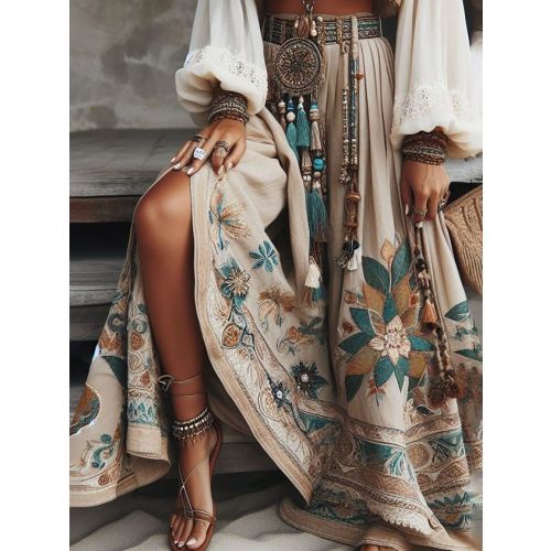 Loose Boho Embroidery Embroidery Patterns Skirt